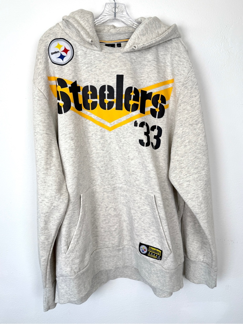 NFL Team Apparel Size XXL Gray Pittsburg Steelers 33 Graphic Hoodie Sweatshirt